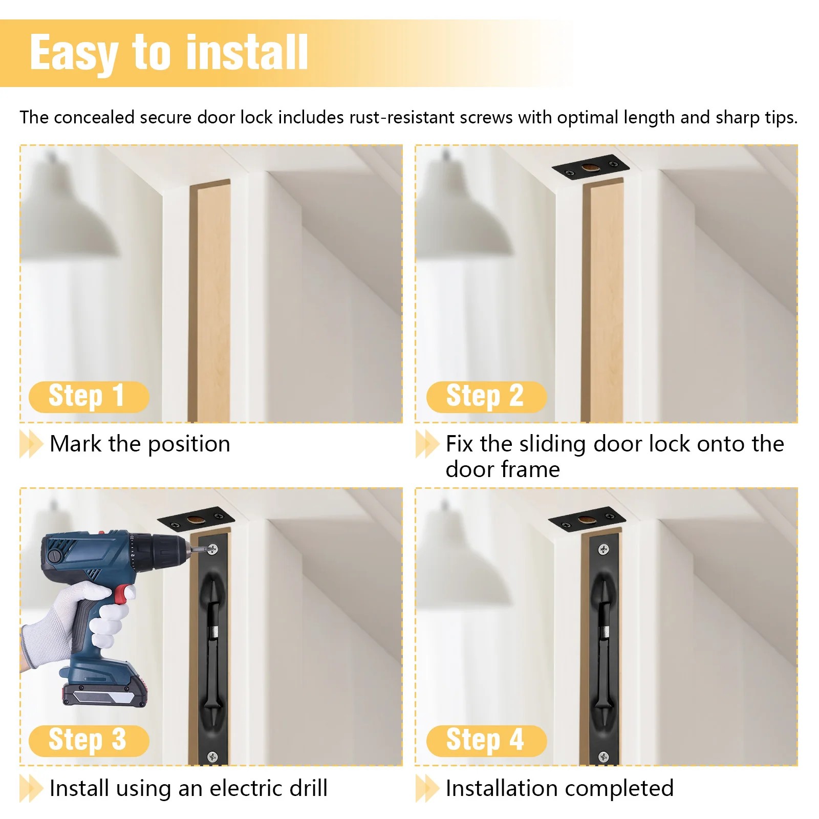 10 piezas de pernos de extensión de montaje empotrado con bloqueo de perno extensible tipo palanca de 10 pulgadas para puertas compuestas/puertas de madera/puertas dobles