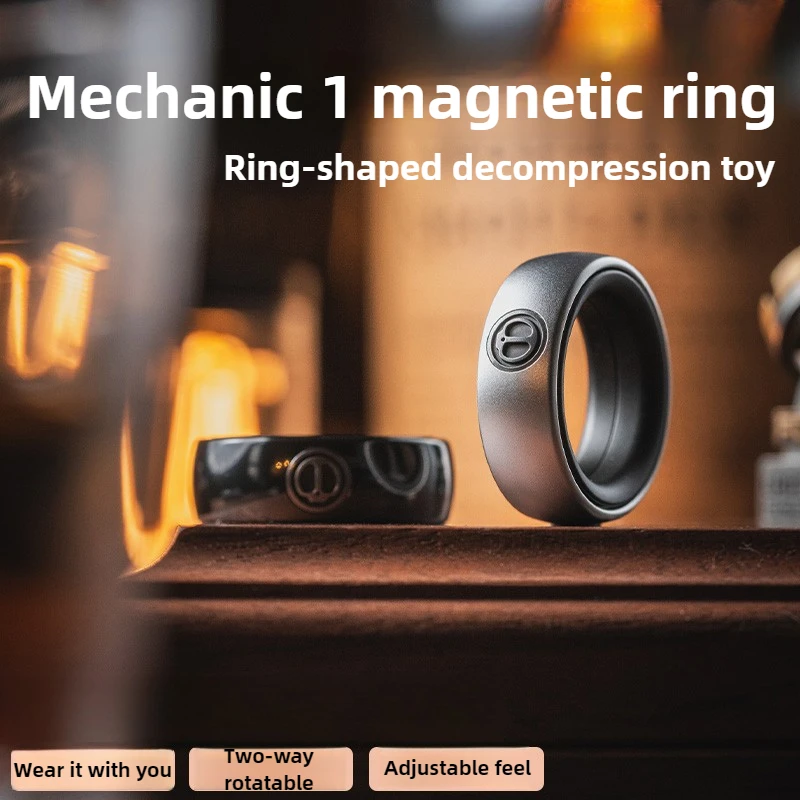 LAUTIE Mechanic IEDC Magnetic Ratchet Ring Mechanical Metal Fingertip Decompression Desktop Toy Gift