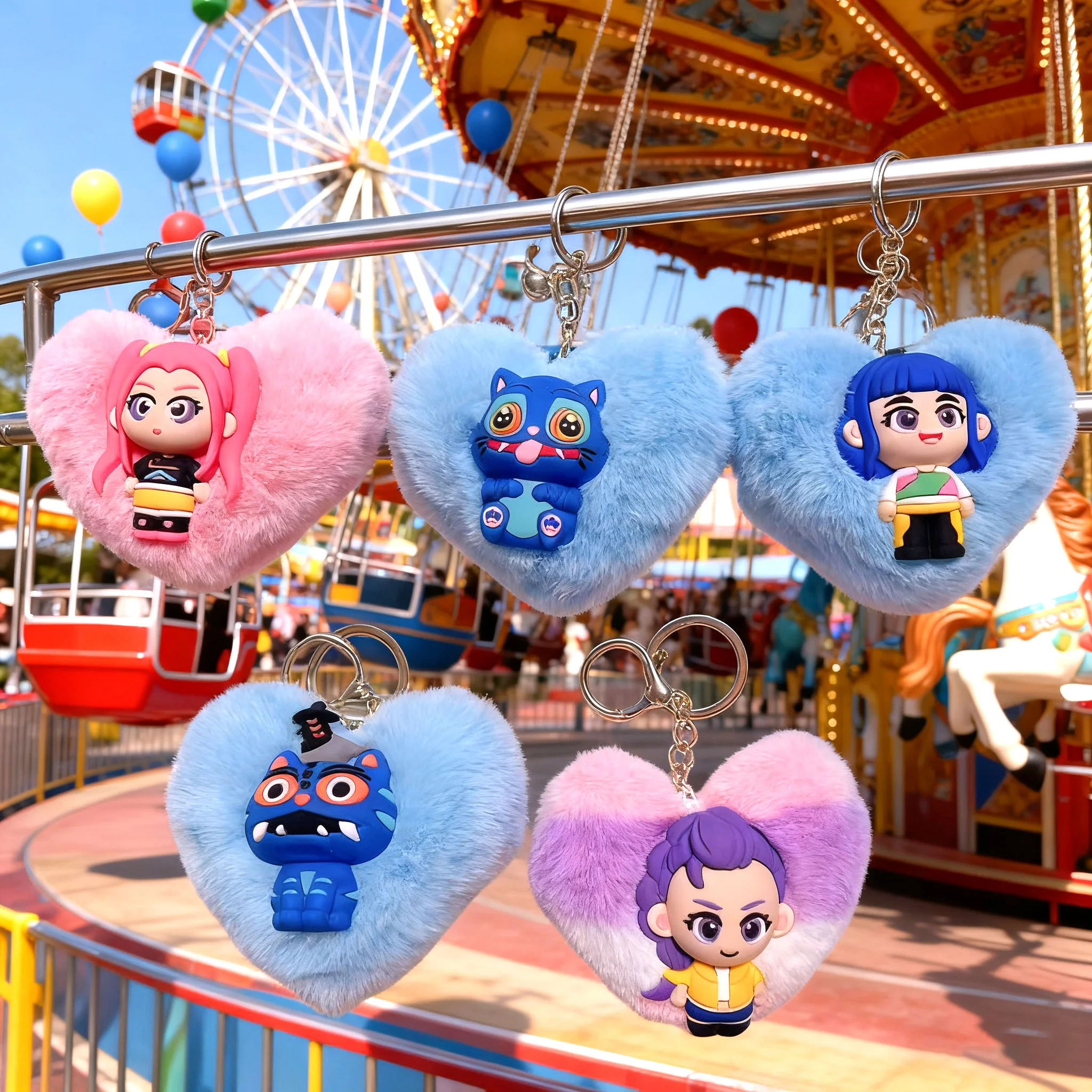 

Cute Kpop Demon Hunters Plush Doll Car Keychain Mobile Chain Decoration Gift School Bag Pendant Small Decoration