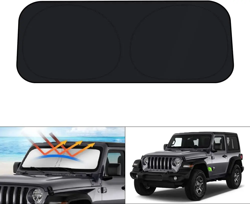 

Windshield Sun Shade for 2018-2023 Jeep Wrangler JL & 2/4 Door 4XE &2020-2023 Jeep Gladiator JT Front Window Sun Shade Sun Visor