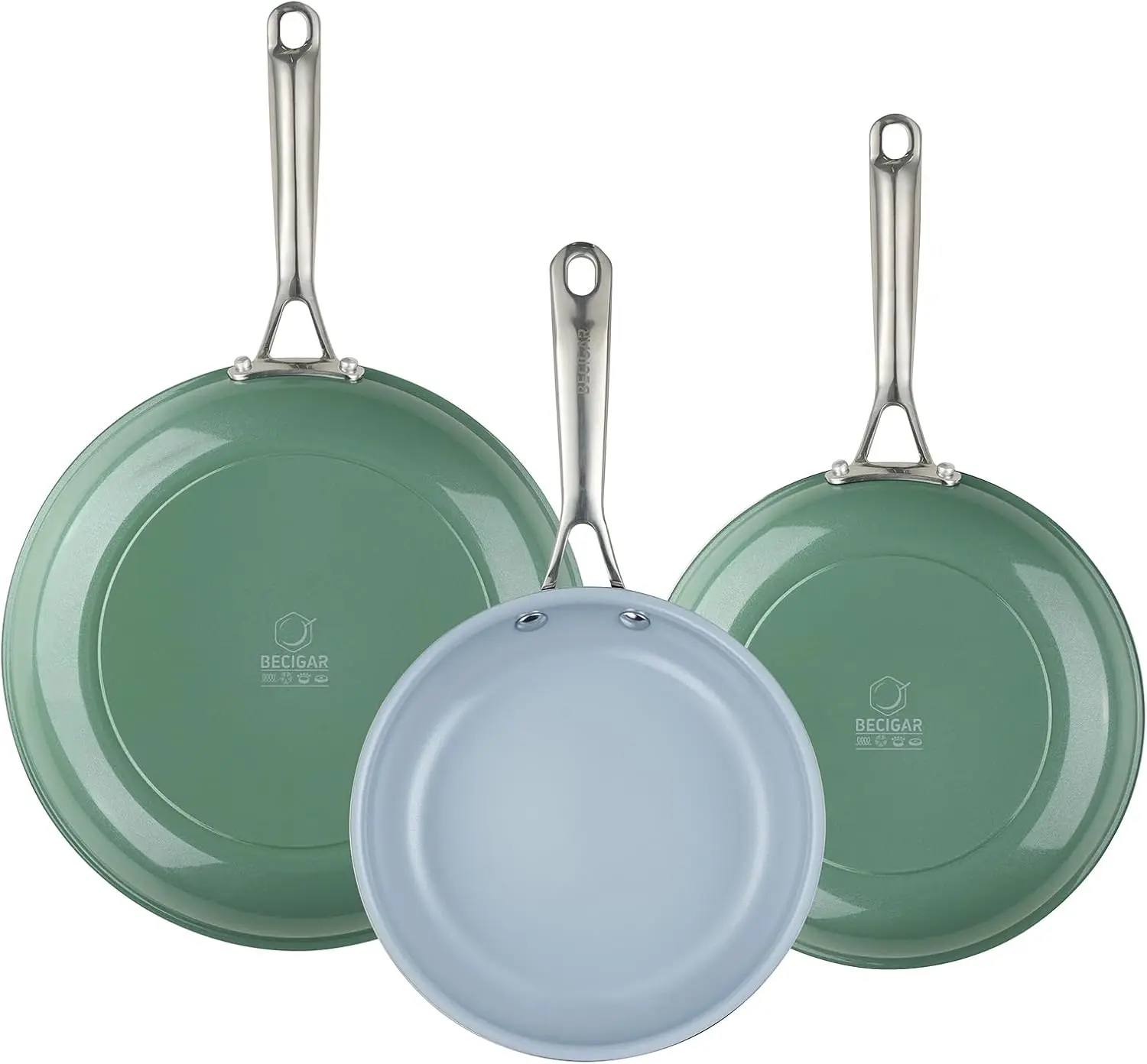 

Ceramic Skillet Set with Stainless Steel Handle—The Perfect Culinary Combination for Steak Cooking and Nonstick Cooking—