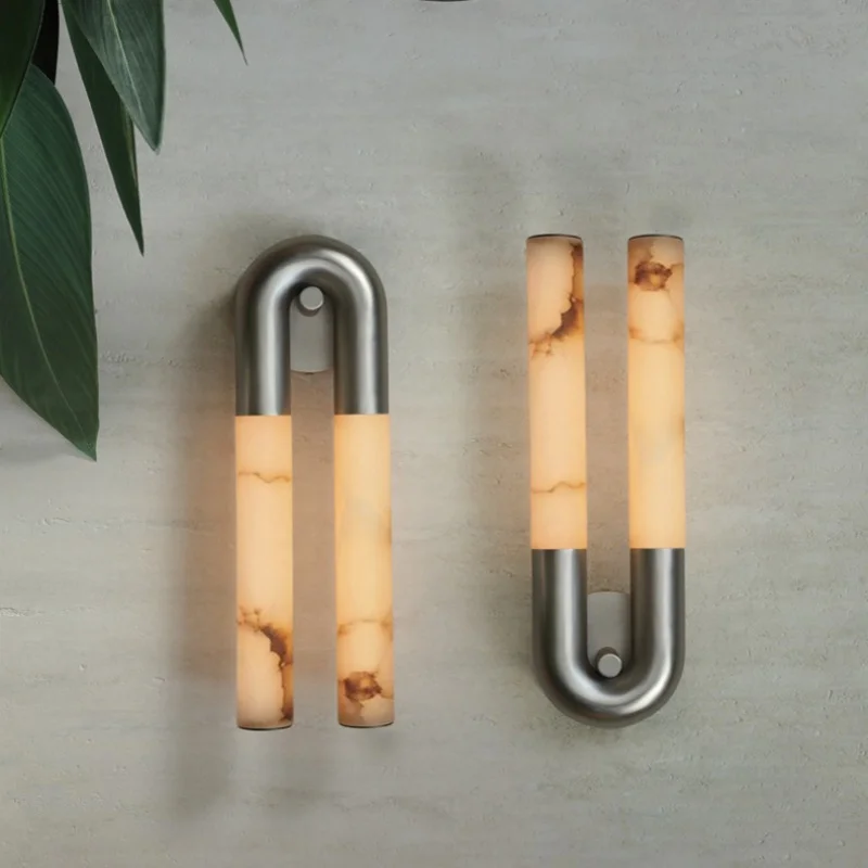 

100% Spanish natural marble wall lamp modern and simple living room background wall hotel lobby wall lamp