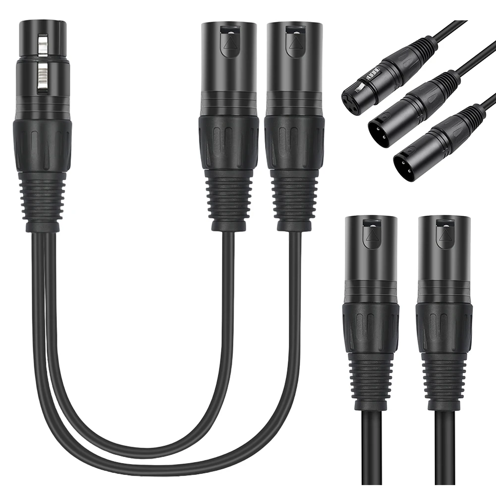 5/10pcs 3 Pin XLR Female To Dual XLR Male Y Splitter Cable 0.3M Balanced Microphone Splitter Cord Speaker Amplifier Cable