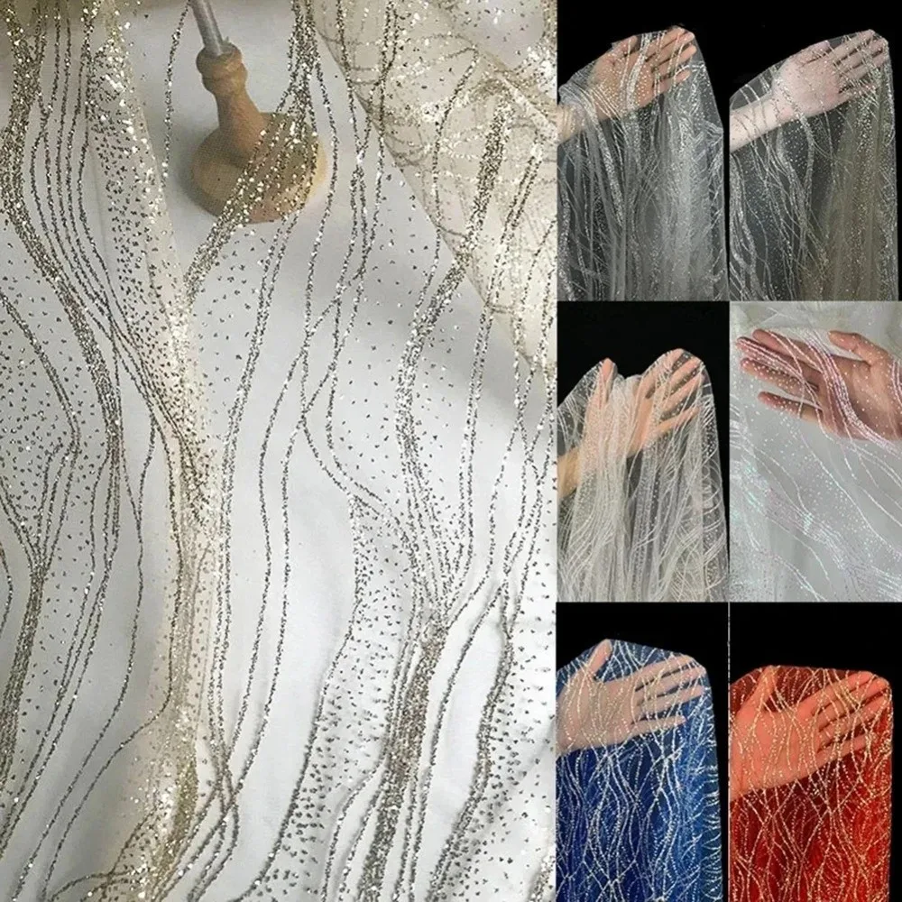

160cm*1 Yard Sequin Texture Mesh Fabric DIY Wear-Resistant Lace Sparkle Tulle Shiny Glitter Net Yarn Dance Tutu Decor Props