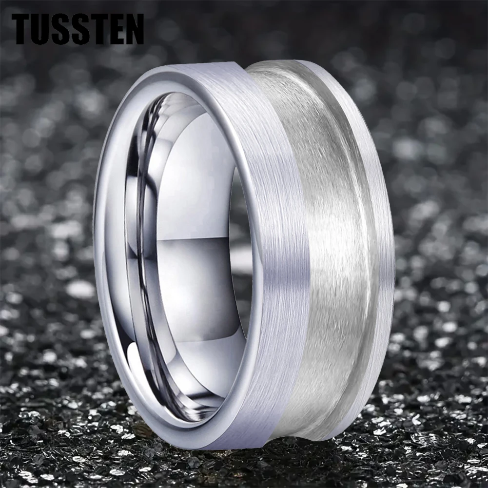 TUSSTEN 10mm Wholesale Tungsten Blank Core Ring for Customized Inlay with 6mm Groove Domed Polished Comfort Fit