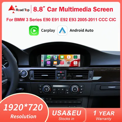 8.8"1920*720 Wireless CarPlay Android Auto Car Multimedia Display for BMW 3 Series E90 E91 E92 E93 5 Series E60 E61 Touch Screen