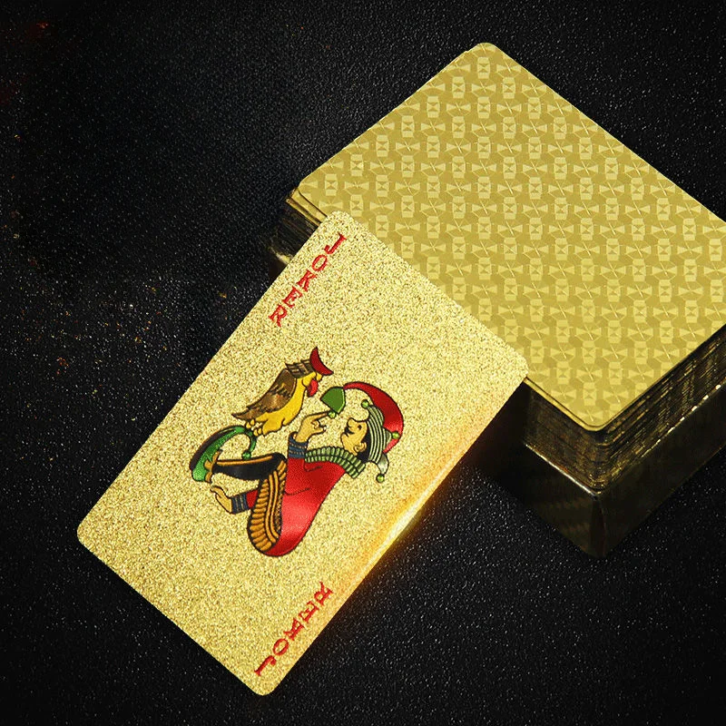 

Gold Playing Cards Waterproof PVC Pure Black Magic Box-packed Plastic Tricks Tool Pure Black Magic Box-packed Playing Cards