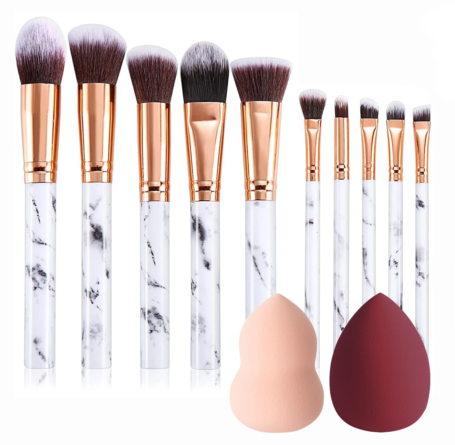 10PCS Professional Makeup Brushes Set Marble Handle Make Up Brush Foundation Concealers Blending Eye Shadow Lip Brush Kit Tool