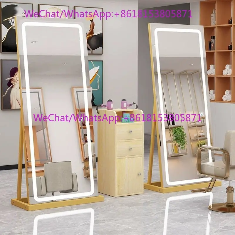High-end household bracket with lamp floor high definition smart silver mirror clothing store