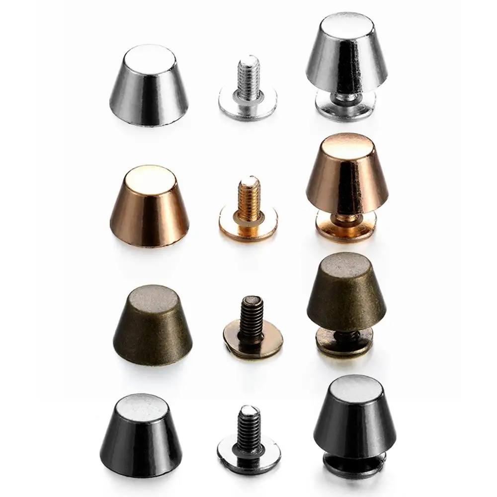 10set/bag 10/12mm DIY Leather Craft Cloth Button Metal Nail Solid Nail Bolt Round Head Screws Bucket Dome Strap Rivets