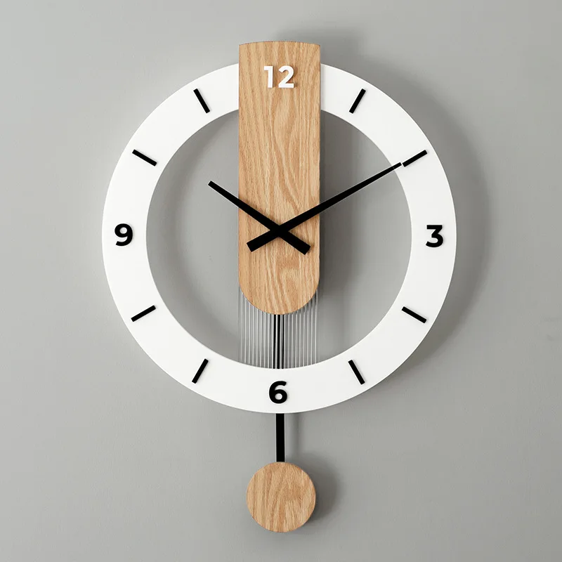 40cm Wall Clock Home Decor Wood Roman Numerals Scale Creative Silent Quartz Clock Living Room Decoration Mute Nordic Wall Clock