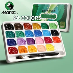 Marie's Gouache Paint Set Jelly Cup 24 Colors 30ml/Cup with Portable Case,,Rich Pigment for Canvas,Painting,Watercolor Papers