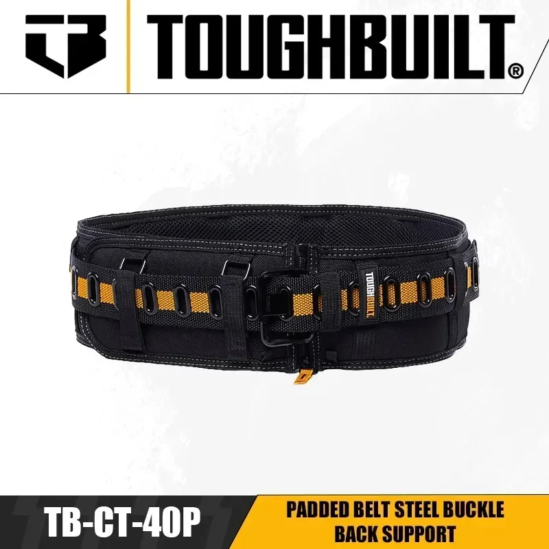TOUGHBUILT TB-CT-40P Sabuk Empuk Gesper Baja/Penopang Belakang Sabuk Pelindung Pinggang Gesper Logam Tebal dan Melebar