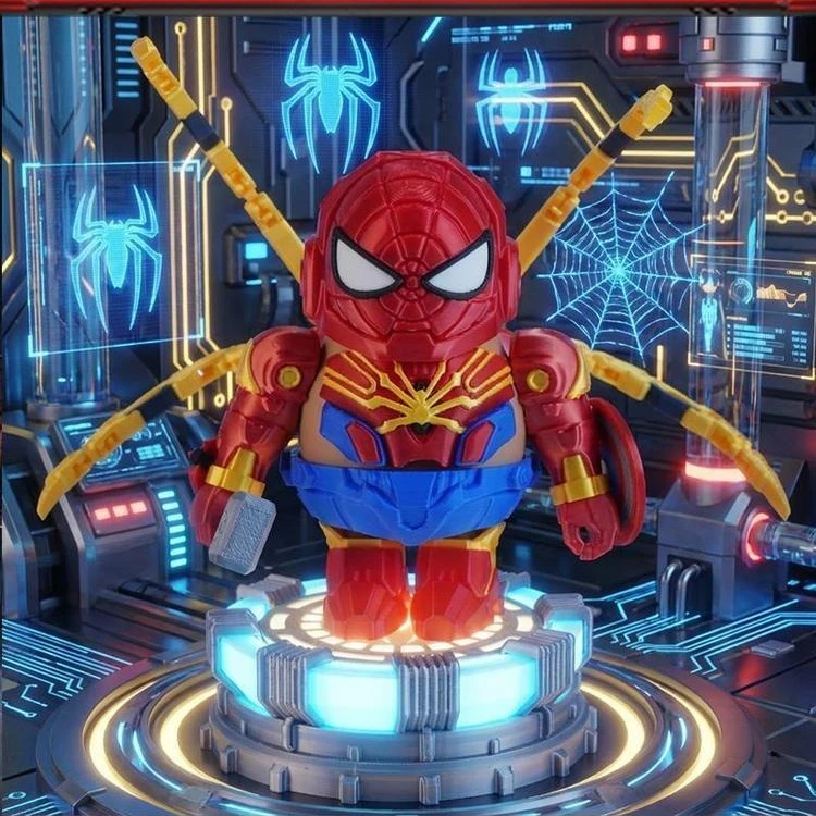 

3D Printed Capybara Iron Spider-Man Mecha Figure, Magnetic Detachable Transformable Desktop Ornament for Collectors