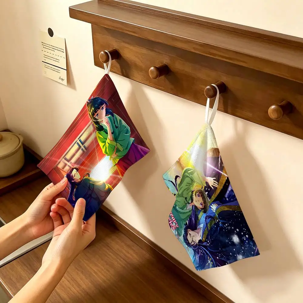 Anime The Apothecary Diaries Polyester Cotton Hand Wiping Towel, Hanging Design, Durable for Household Restaurant Toilet Use