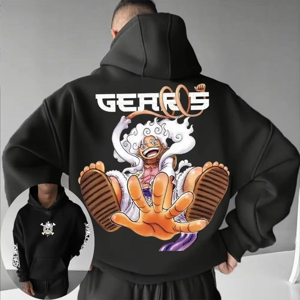 ONE PIECE Trend Explosion Felpa con cappuccio da uomo Maglione Scimmia Rufy Japan Anime Primavera e autunno Punk Boy Abbigliamento genitore-figlio per bambini