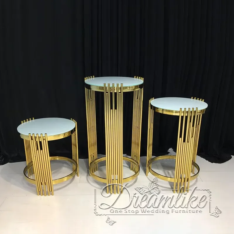 Modern Gold Stainless Steel Flower Stand White Glass Vase for Wedding Party Centerpiece Dining Table Home Decor Elegant