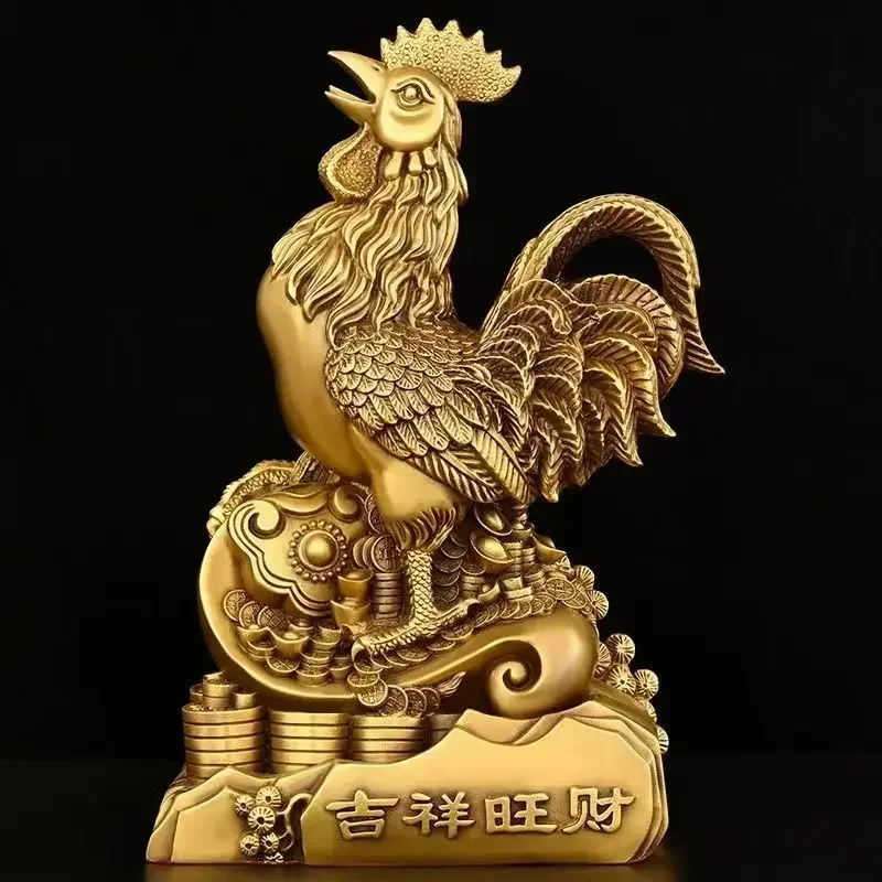 

Copper Animal Chicken Ornament Fortune Zodiac Attracting Wealth and Prosperity Home Office Decor