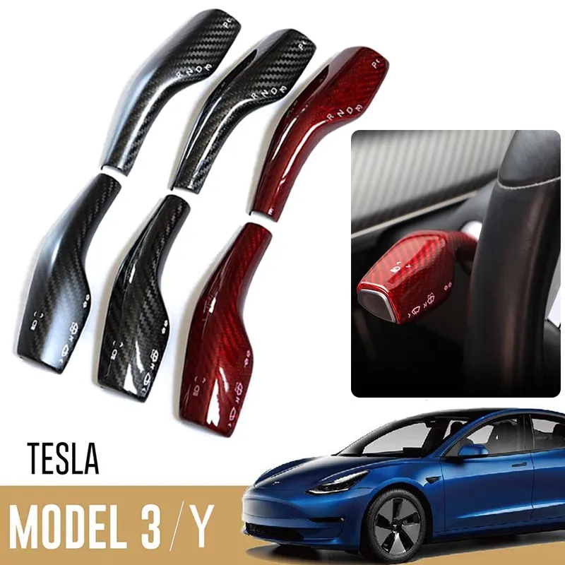 

100% Real Carbon Fiber Column Shift Protective Cover For Tesla Model 3 Y 2017-2022 2023 2pcs/set Decorative Stickers