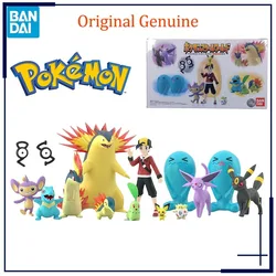 Original Genuine Bandai Anime POKEMON Shokugan SCALE WORLD Ethan Espeon Cyndaquil Model Toys Action Figure Gifts Collectible Kid