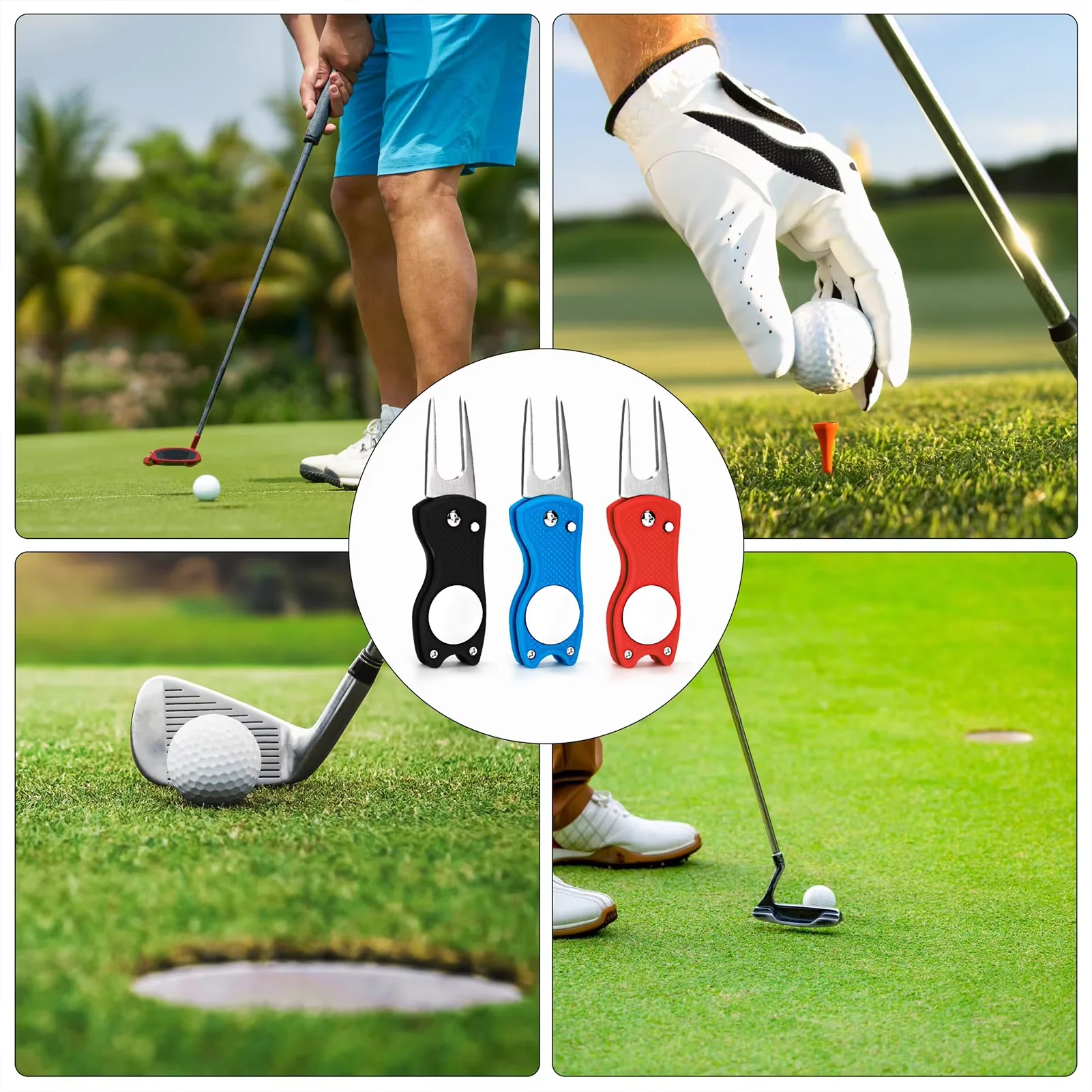 olf Forks Foldable Golf Divot Tool Golfers Foldable Metal Green Tool With Sturdy Handle Perfect For Golf Player Training Aids