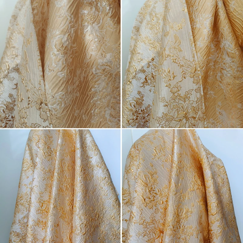 Golden Heavy Industry Three-dimensional Wrinkled Jacquard Thin and Crisp Relief Pattern Chinese Style Dress Fabric