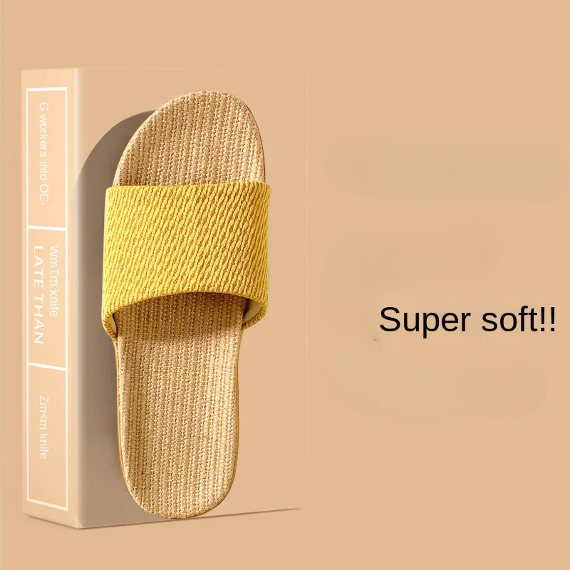 2024 Summer New Linen Slippers Couple Summer Thick Bottom Slippers Home Indoor Comfortable Non slip Slippers