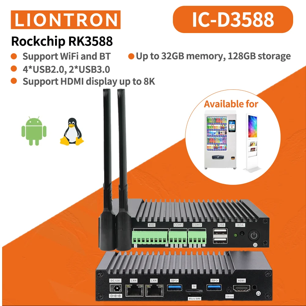 

Android 12/13 Liontron Mini PC 1000M Dual Ethernet HD Дисплей AIOT Контроллер Компьютерные последовательные порты COM UART Промышленный безвентиляторный