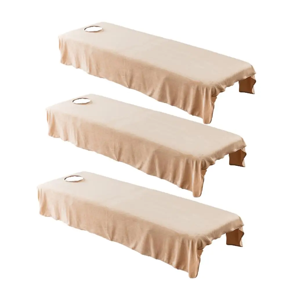 3pcs Massage Table Bedding Sheets Cosmetic Bed Cover with Hole