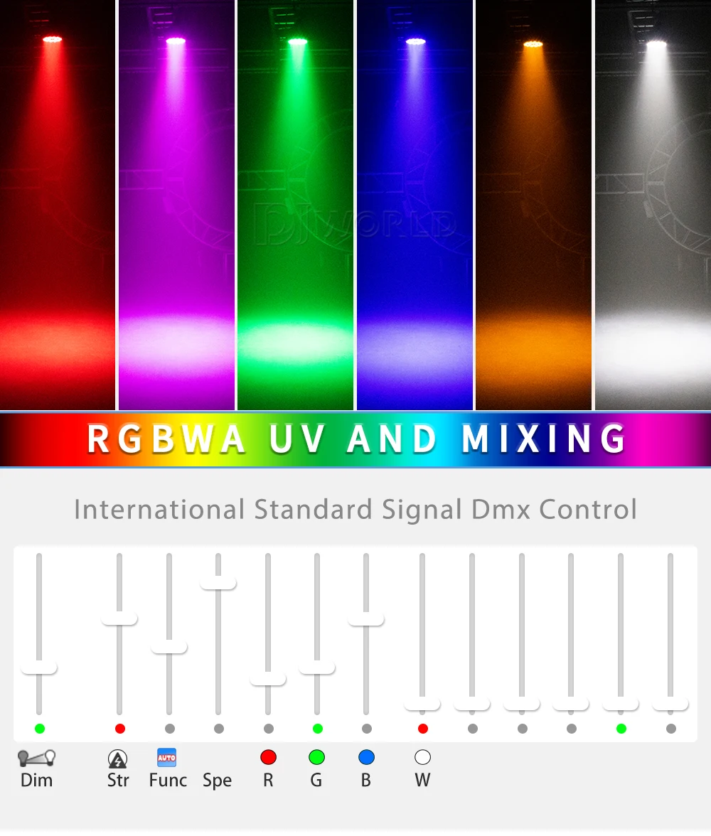 Imagem -03 - Led Flat Par Light Equipamento de Iluminação de Palco para Disco Party Bar Rgbwa uv 6in Dmx512 18x18w Profissional