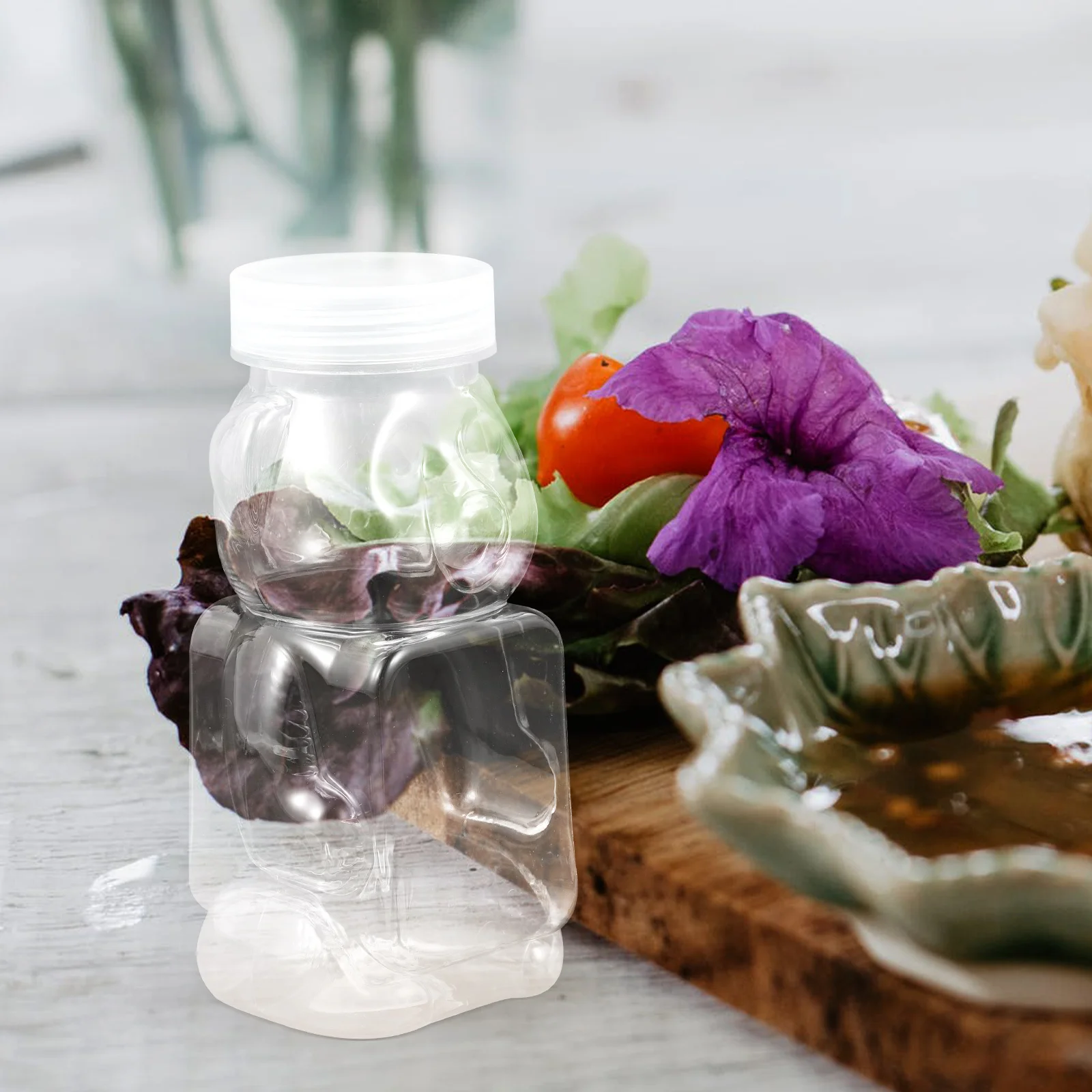 

6Pcs Bear Honey Bottle Transparent Airtight Storage Jar Kitchen Food Holder Candy Storage Container Sealed Honey Jar