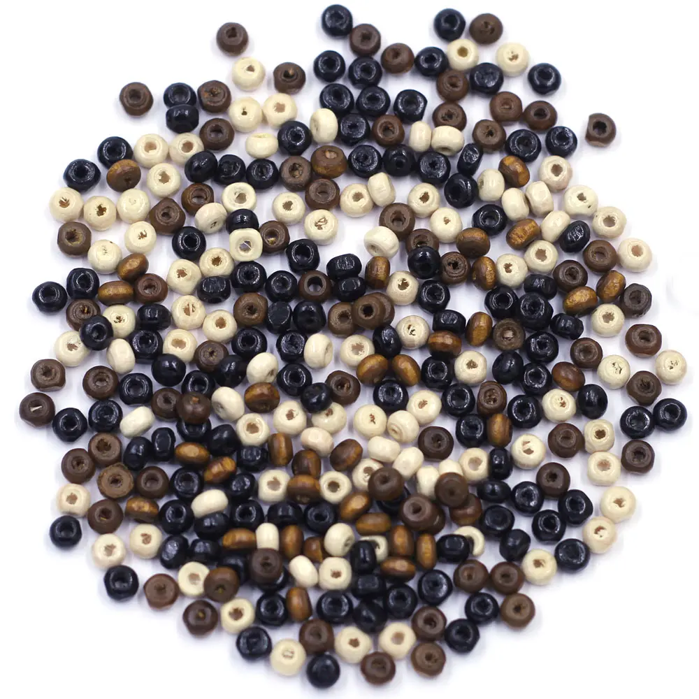 

900Pcs Wood Spacer Beads Loose Seed Wooden Tiny Round Cute Natural Color For Charms Necklaces 4mm