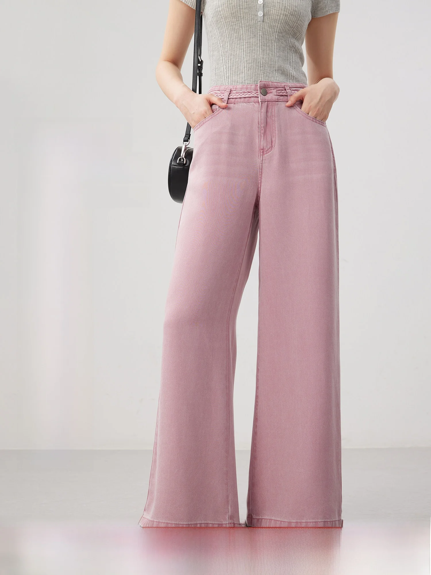 

Джинсы прямого кроя с эффектом похудения, с узорчатой вязкой, повседневные, с завышенной талией, свободные, широкие брюки для женщин, весенний сезон