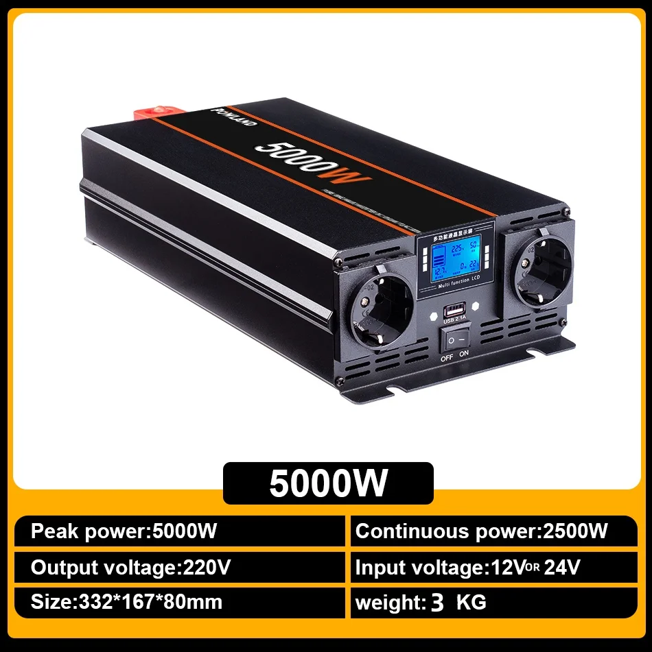 Powland 8000W 6000W Zuivere Sinus Omvormer 12V 24V Naar 220V 230V 50HZ Power Converter met Afstandsbediening Auto Omvormer Voor Thuis