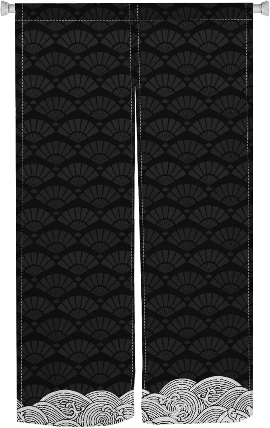 Noren Doorway Curtain Long Japanese Type Window Treatment Hanging Wave Printed Door Curtains Tapestry for Ukiyoe Room Divider