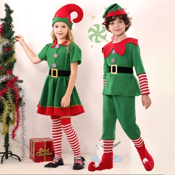 Costume de Père Noël Elfe pour la Famille, Tenue de Noël, Vê...