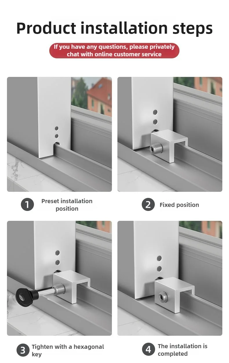 1/2 Stück Verstellbarer Fensterstopper Sicherheitsschlösser für Kinder und Haustiere Diebstahlsicheres Türschloss Ohne Bohren Schiebefensterschloss-Hardware – Detail 10