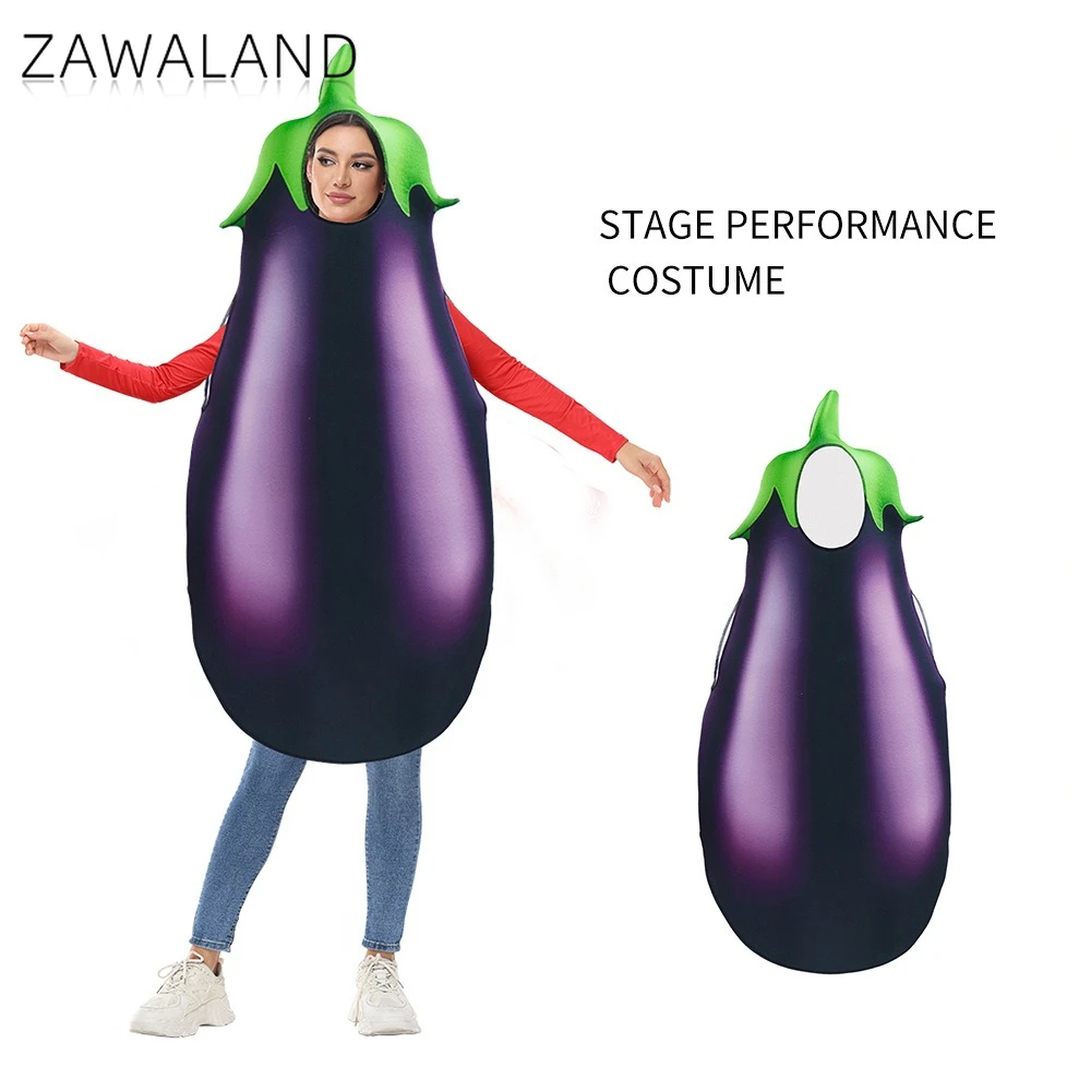

Funny Purple Eggplant Cosplay Costume Unisex Vegetable Disguise Wear Halloween Stage Performance Clothes Party Simulated Outfits
