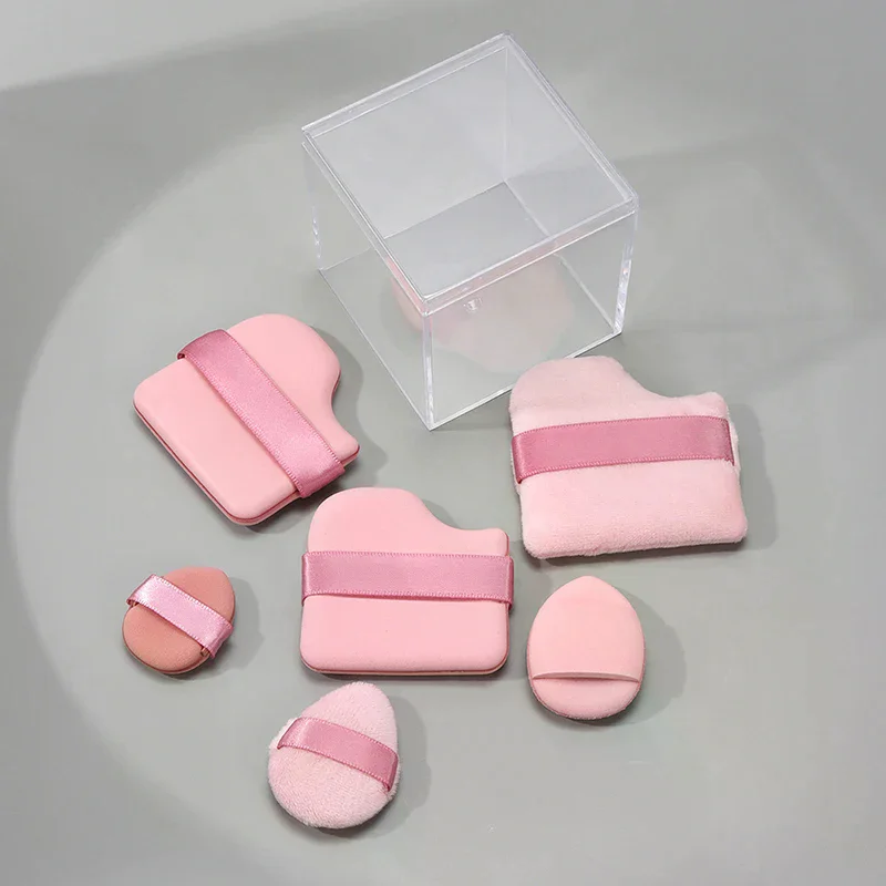 6 قطعة/المجموعة الوردي مسحوق نفخة البسيطة الإبهام مسحوق نفخة المخفي أحمر الخدود ماكياج جاف ورطب لينة الجلد ودية يتدفقون وسادة هوائية