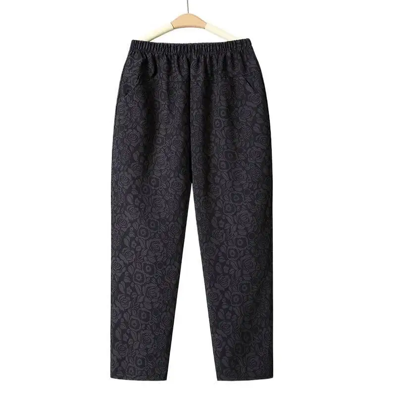 

Casual Printed Pants Women Summer 2025 New High-Waisted Loose-Fitting Straight Pants Female Comfortable Ankle-Length Trousers