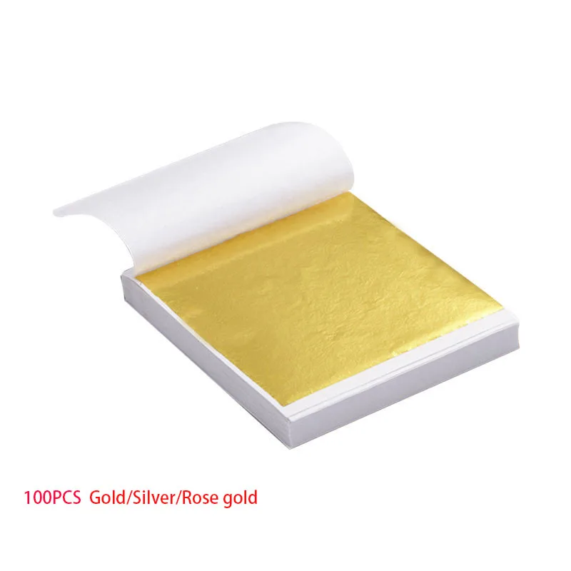 100pcs Art Craft Design Paper Sheets Practical Pure Shiny Gold Leaf for Gilding DIY Craft Party Decoration scrapbooking paper
