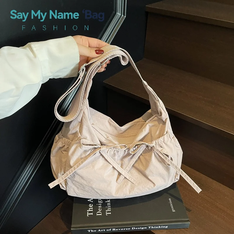 

Large Capacity Women's Shoulder Bags Lightweight Nylon Pleated Crossbody Bag Multiple Pockets Hobo Bag Women Commuting