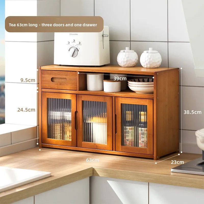 

Kitchen Shelf Countertop Dish Rack Seasoning Storage Cabinet Household Multifunctional Locker Desktop Side Cabinet