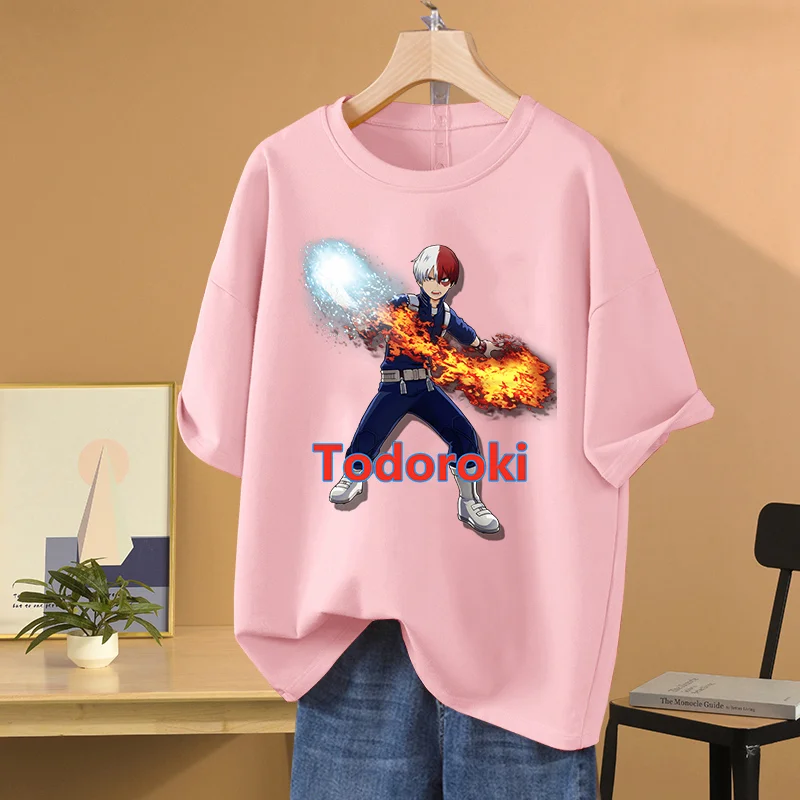 Anime My Hero Academia Todoroki Shoto Print T Shirt Couple student street sports casual T-shirt