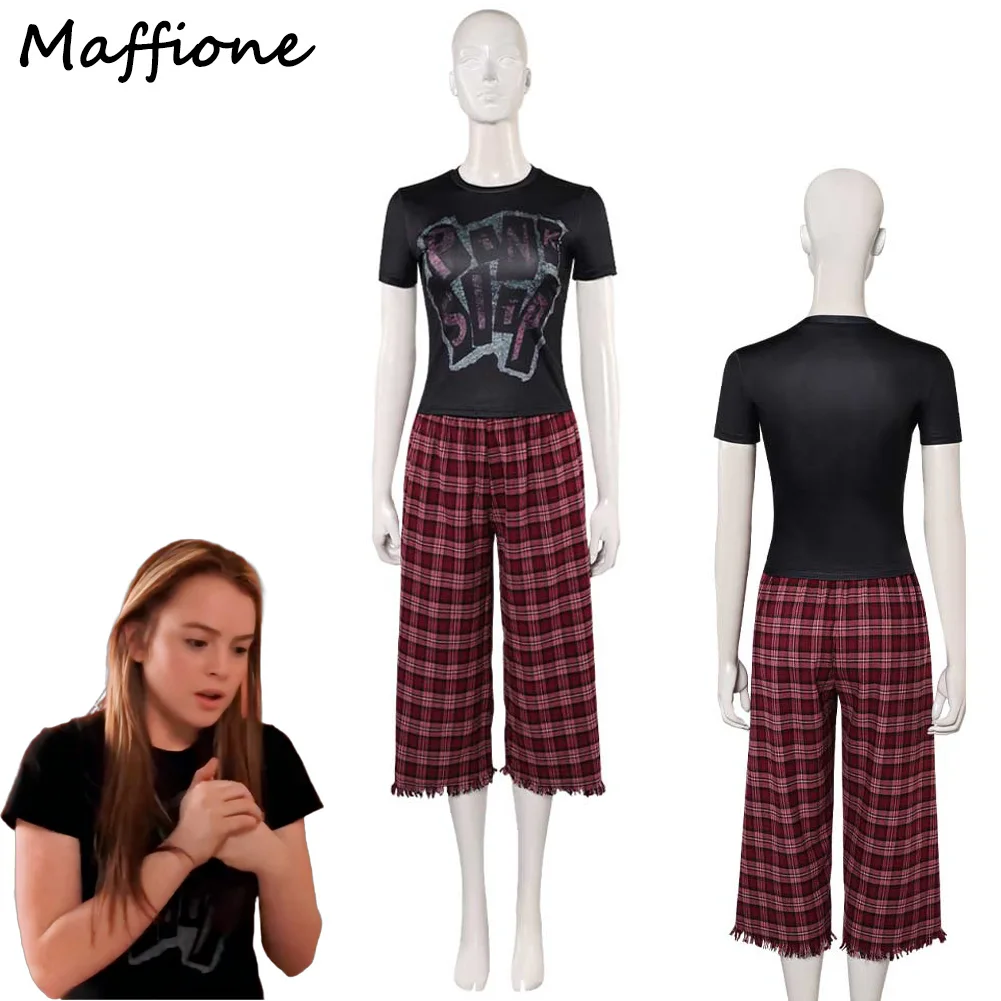 

Anna Colemen Cosplay Costume Movie Freakier Friday Disguise Roleplay Outfits Women Top Plaid Pants Uniform Halloween Party Suits