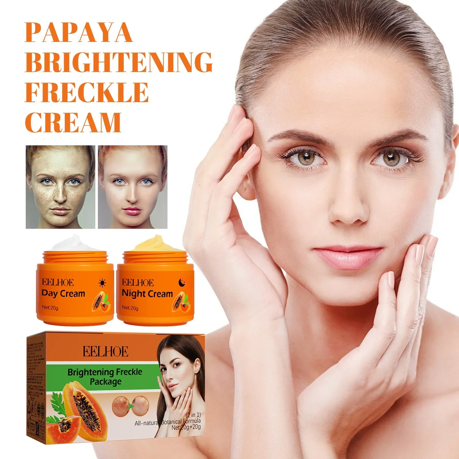 Papaya Day and Night Sunscreen Reduces Dark Spots,bleaches Face Cream, Lightens Dark Skin,brightens Skin Tone, and Protects Skin