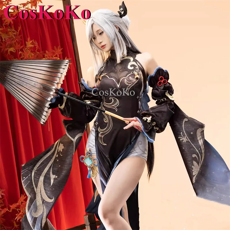 CosKoKo Shenhe Cosplay Game Genshin Impact Costume Deepavali Skin Elegant New Year Cheongsam Halloween Party Role Play Clothing