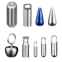 Mini Pill Box Pure Titanium/Stainless Steel Waterdrop Pendant Pill Bottle Portable Waterproof Multifunctional Tablet Container