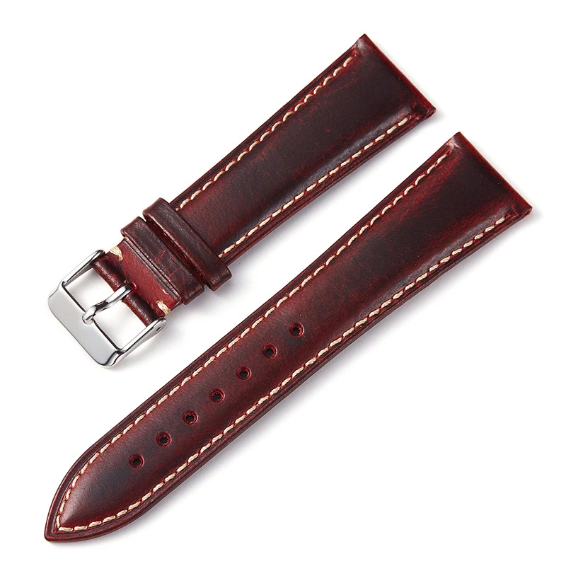 UTHAI Leather Strap 18mm19mm20mm21mm22mm Retro Oil Wax Head Layer Cowhide Wristband Watch Accessory Pin Buckle Universal Z109