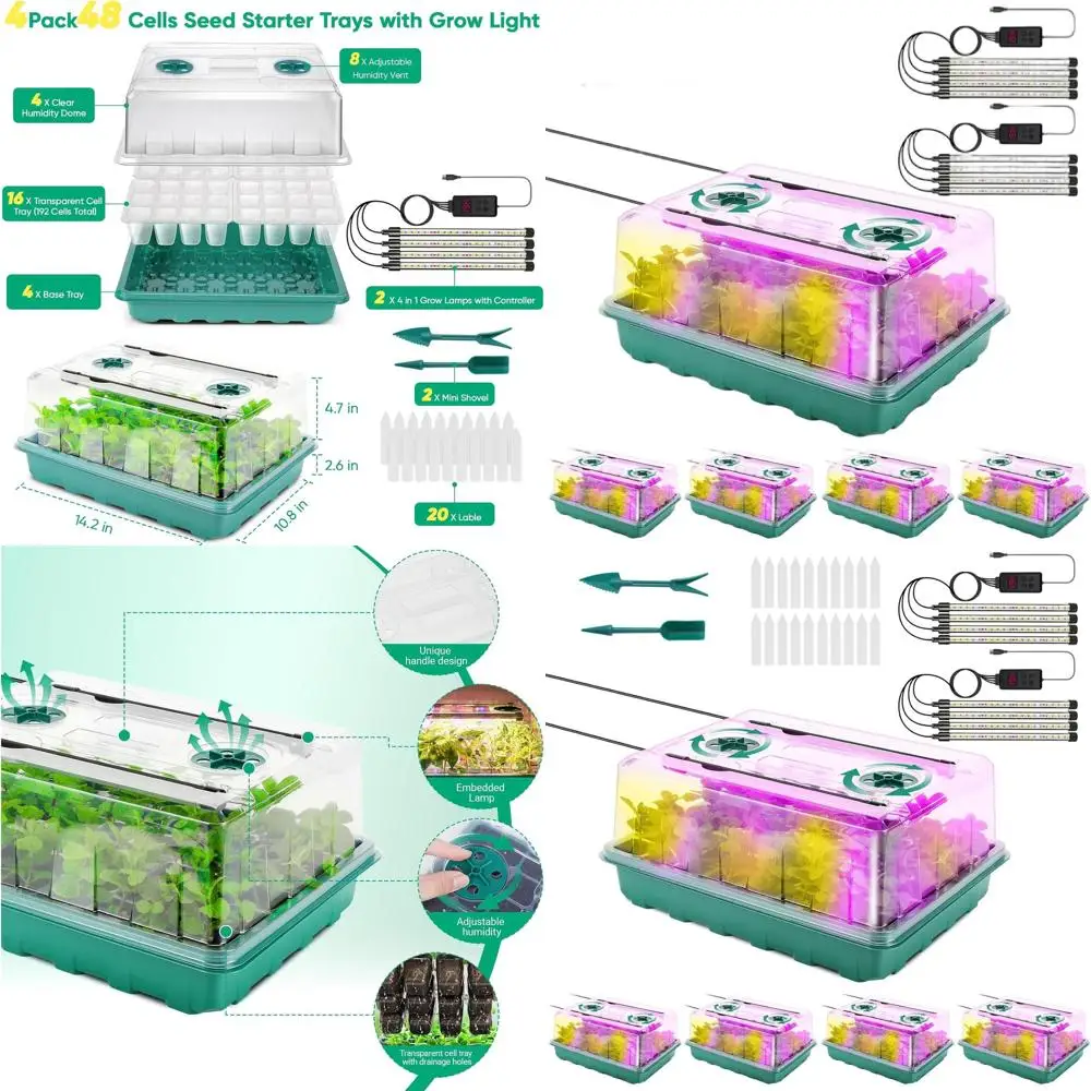

Набор для выращивания рассады в помещении с регулируемым куполом для контроля влажности и лотком для светоотражающей лампы для проращивания растений и тепличного садоводства